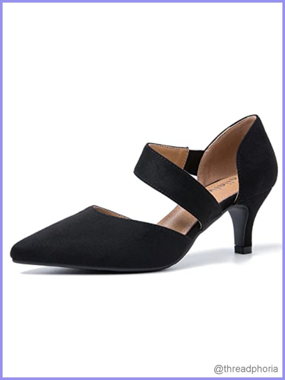 Women's Pointed Toe Kitten Heel Pumps, Elastic Strap Dress Shoes, Slip On